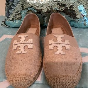Tory Burch Cream Canvas Flats